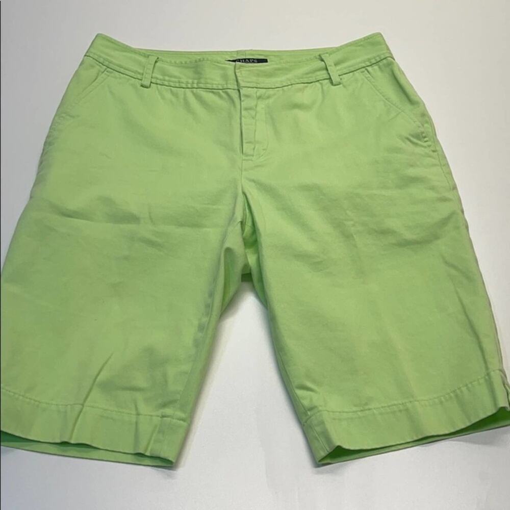 CHAPS Womens 4P Light Green Cotton Bermuda Shorts